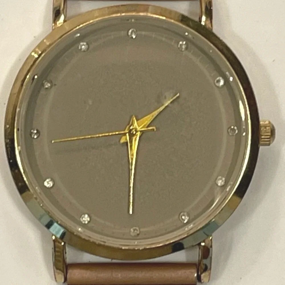 Rose Gold Mesh Band Minimalist Crystal Accent Analog Watch MSPCI